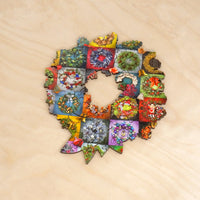 Holiday Wreath (53 Pieces) Shaped Christmas Mini Wooden Puzzle - Nautilus Puzzles - Wooden Jigsaw Puzzles For Adults