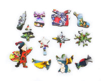 Holiday Wreath (53 Pieces) Shaped Christmas Mini Wooden Puzzle - Nautilus Puzzles - Wooden Jigsaw Puzzles For Adults