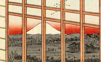 Asakusa Rice Fields (Cat in Window, Watching Mt Fuji) by Ando Hiroshige (416 Piece Wooden Jigsaw Puzzle) - Nautilus Puzzles - Wooden Jigsaw Puzzles For Adults