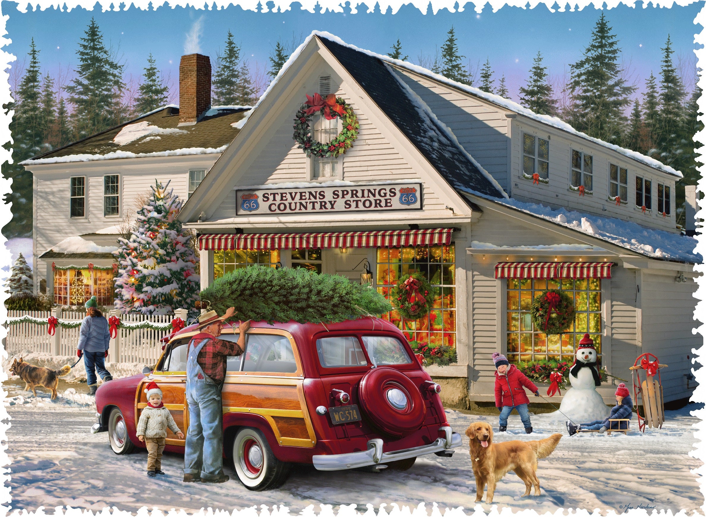 Christmas at the General Store (475 Piece Christmas Wooden Jigsaw Puzzle) - Nautilus Puzzles - Wooden Jigsaw Puzzles For Adults