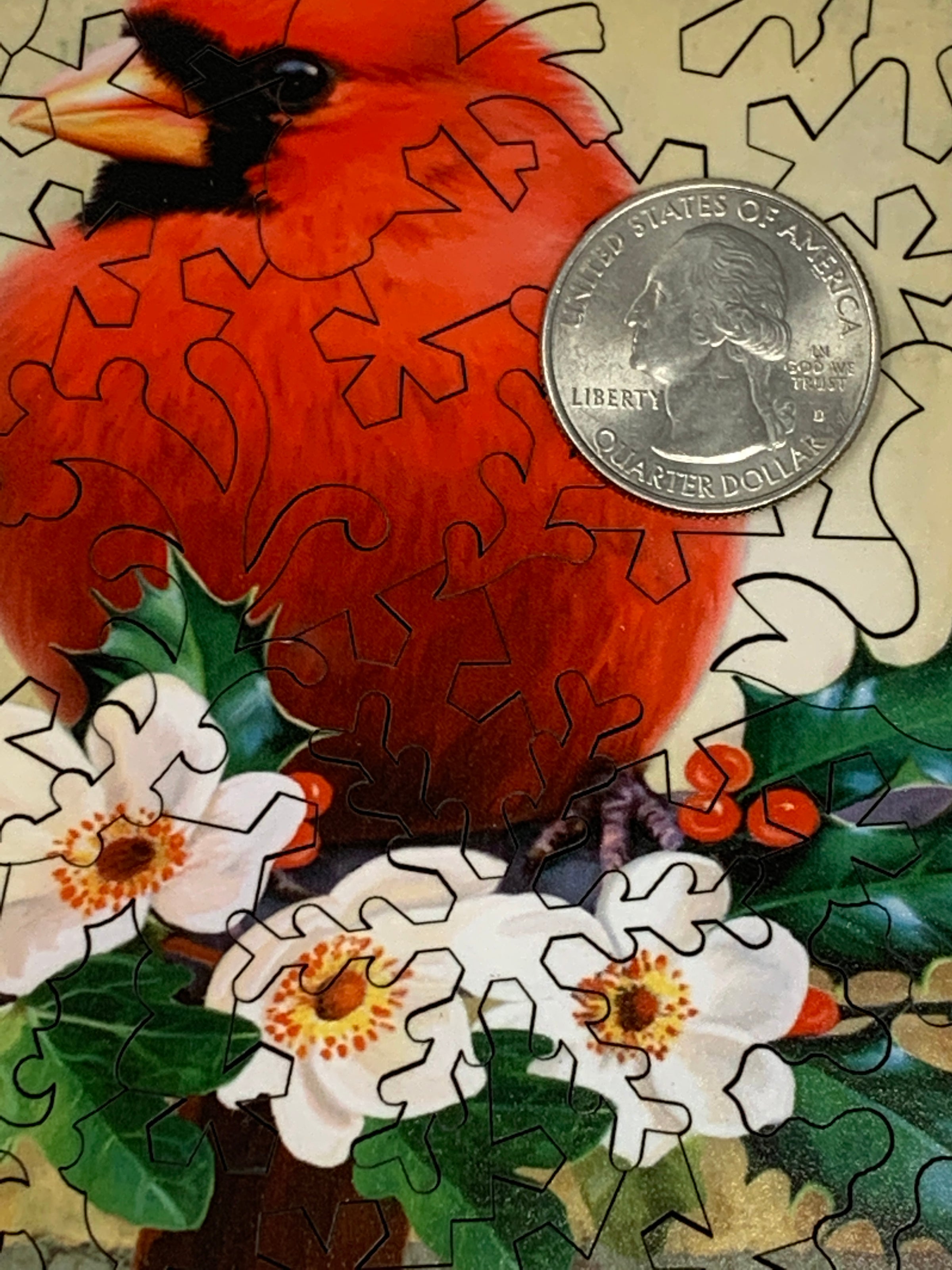 Cardinal Greetings (50 Piece Mini Christmas Wooden Jigsaw Puzzle) - Nautilus Puzzles - Wooden Jigsaw Puzzles For Adults