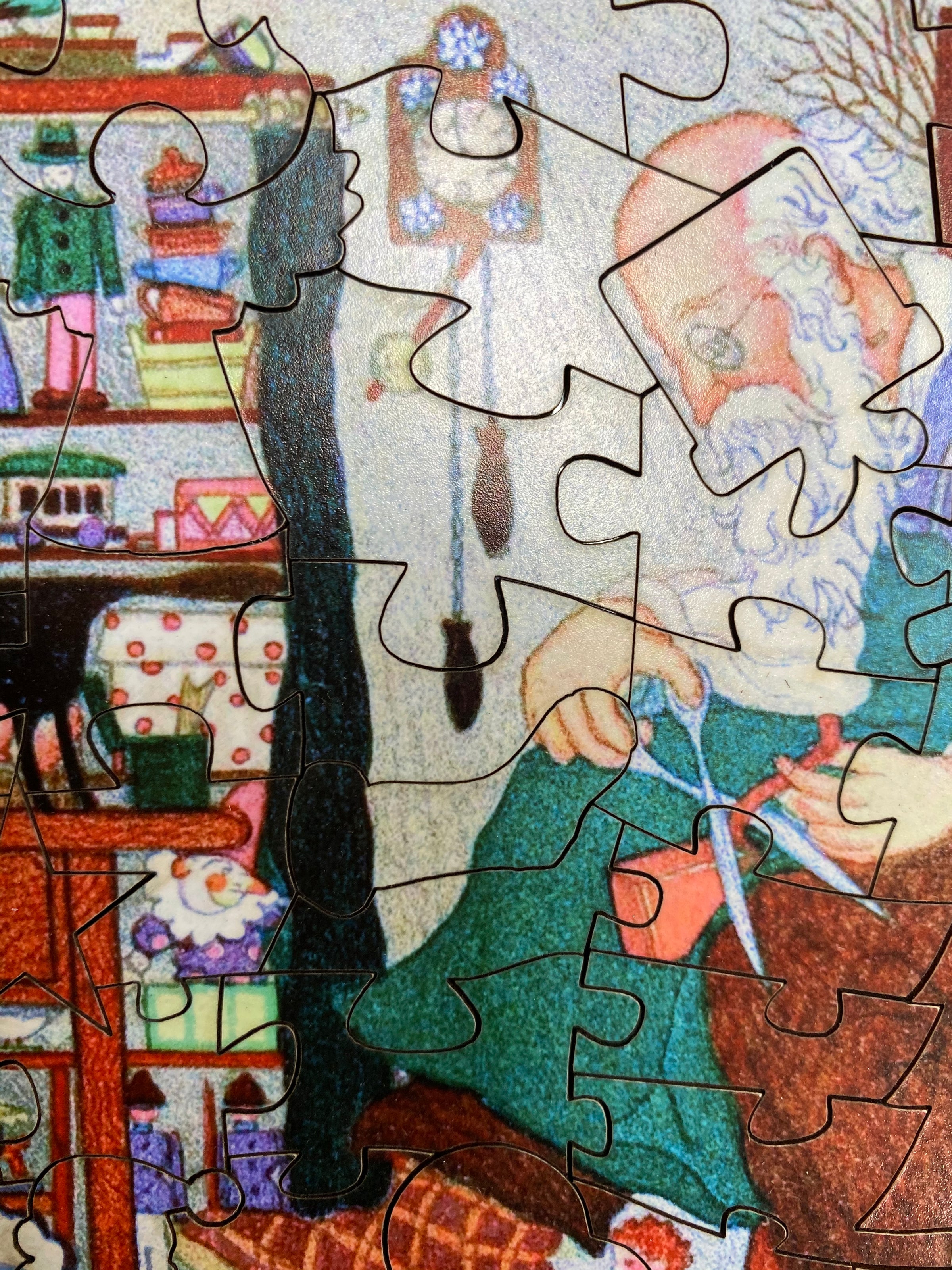 Santa Making Toys (51 Pieces) Mini Wooden Christmas Puzzle - Nautilus Puzzles - Wooden Jigsaw Puzzles For Adults