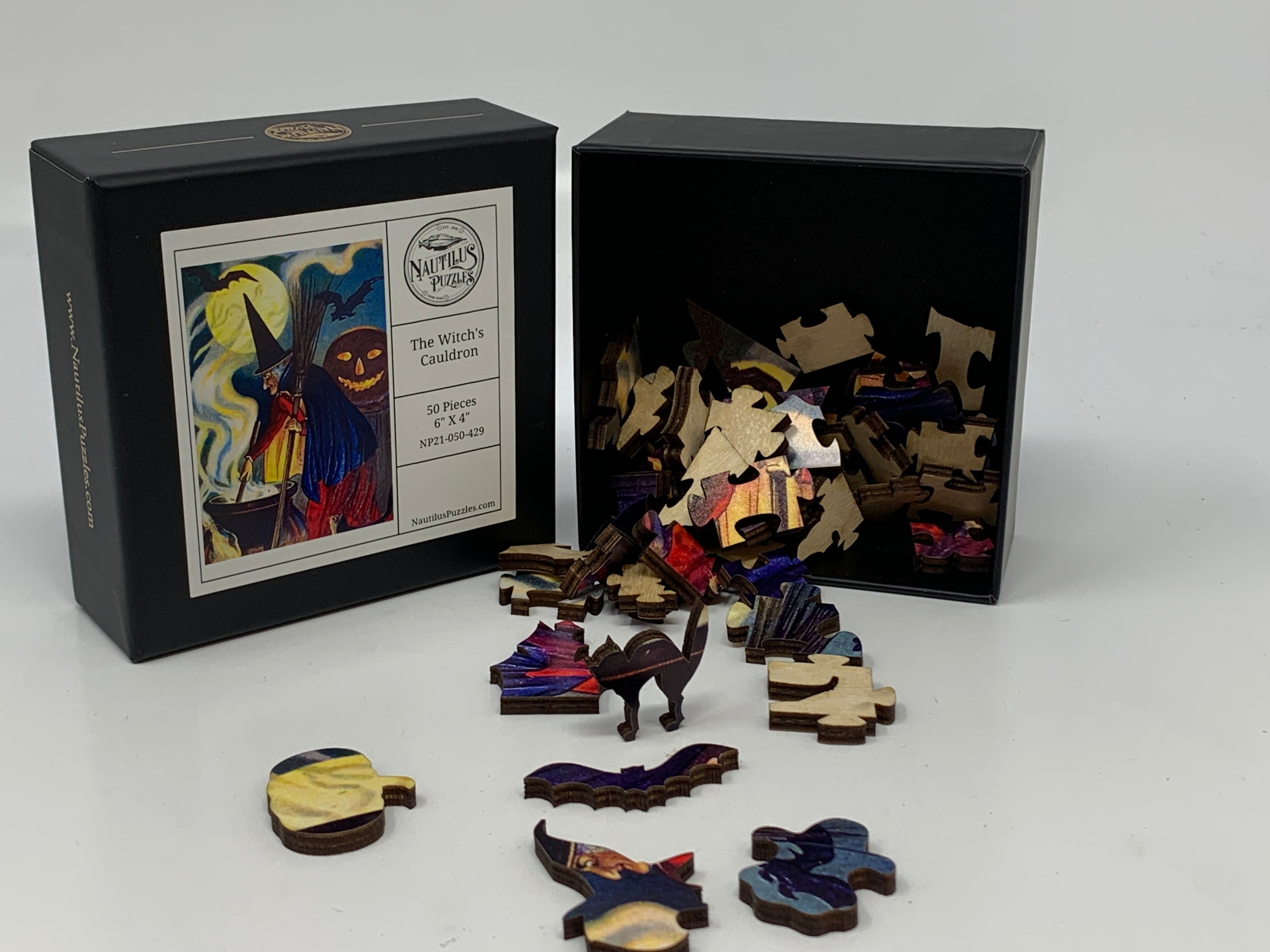 The Witches Cauldron (50 Pieces) Mini Halloween Wooden Jigsaw Puzzle - Nautilus Puzzles - Wooden Jigsaw Puzzles For Adults
