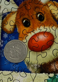 Holly Jolly Reindeer (50 Piece Mini Christmas Wooden Jigsaw Puzzle) - Nautilus Puzzles - Wooden Jigsaw Puzzles For Adults