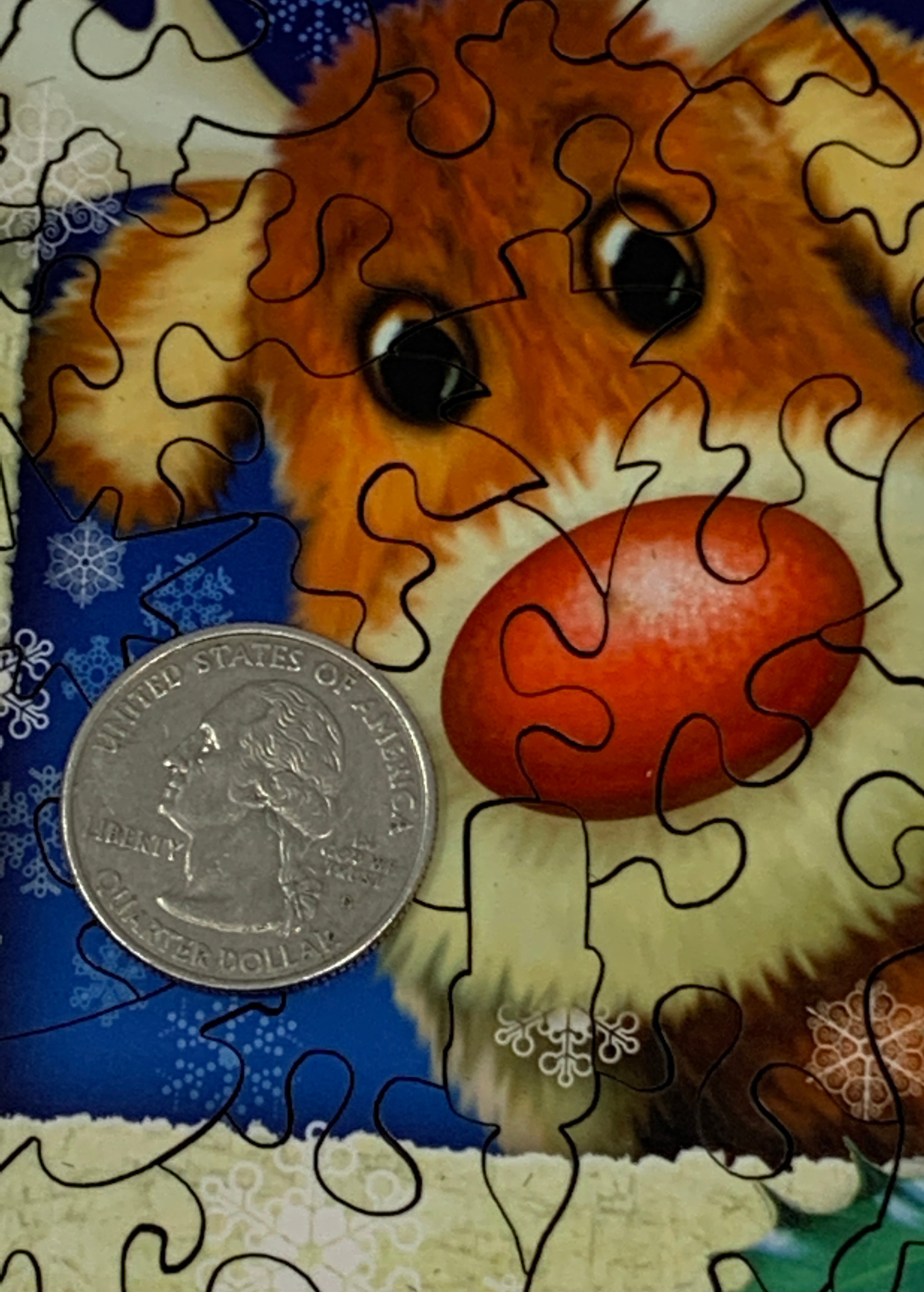 Holly Jolly Reindeer (50 Piece Mini Christmas Wooden Jigsaw Puzzle) - Nautilus Puzzles - Wooden Jigsaw Puzzles For Adults