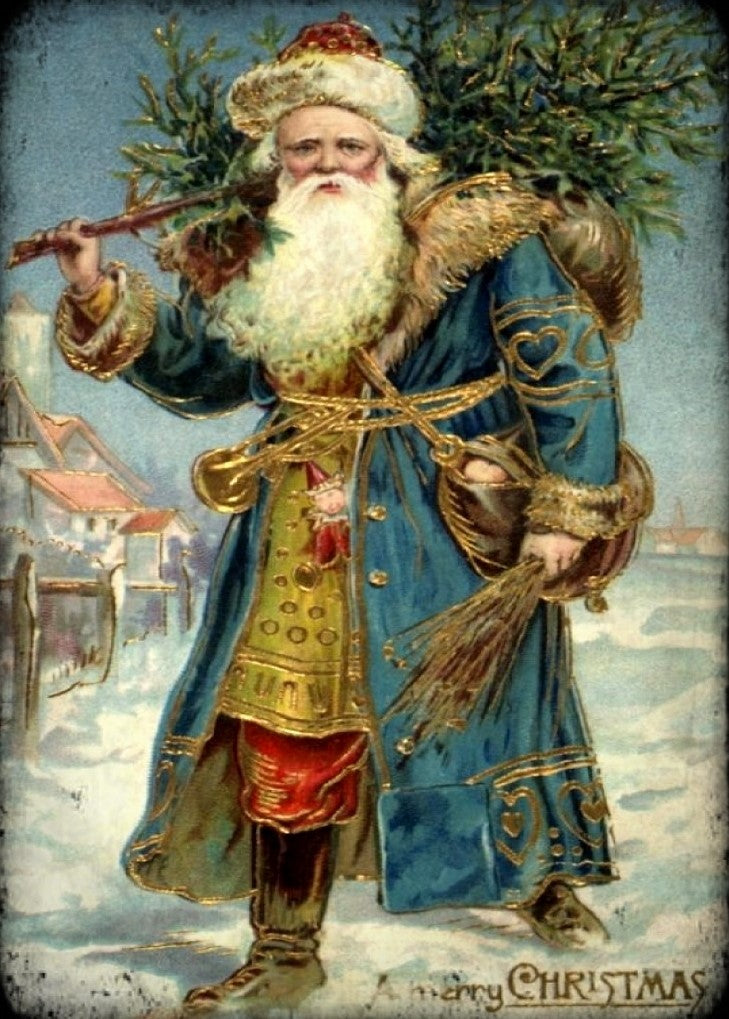 Santa Brings The Tree (Victorian Santa 1) (51 Pieces) Mini Christmas Wooden Jigsaw Puzzle - Nautilus Puzzles - Wooden Jigsaw Puzzles For Adults