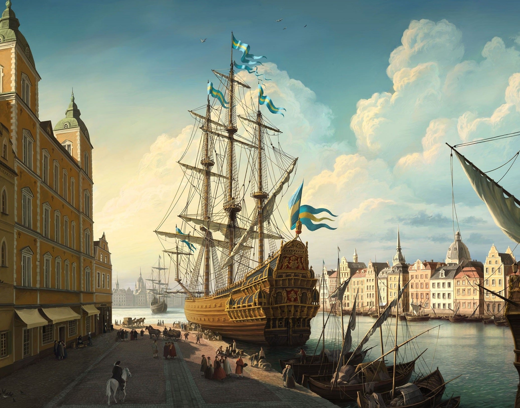 The Vasa In Stockholm Harbor (425 Pieces) by Olga Antonenko, Wooden Jigsaw Puzzle - Nautilus Puzzles - Wooden Jigsaw Puzzles For Adults