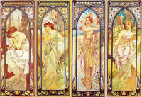 Times of the Day by Alphonse Mucha (539 Piece Wooden Jigsaw Puzzle) - Nautilus Puzzles - Wooden Jigsaw Puzzles For Adults