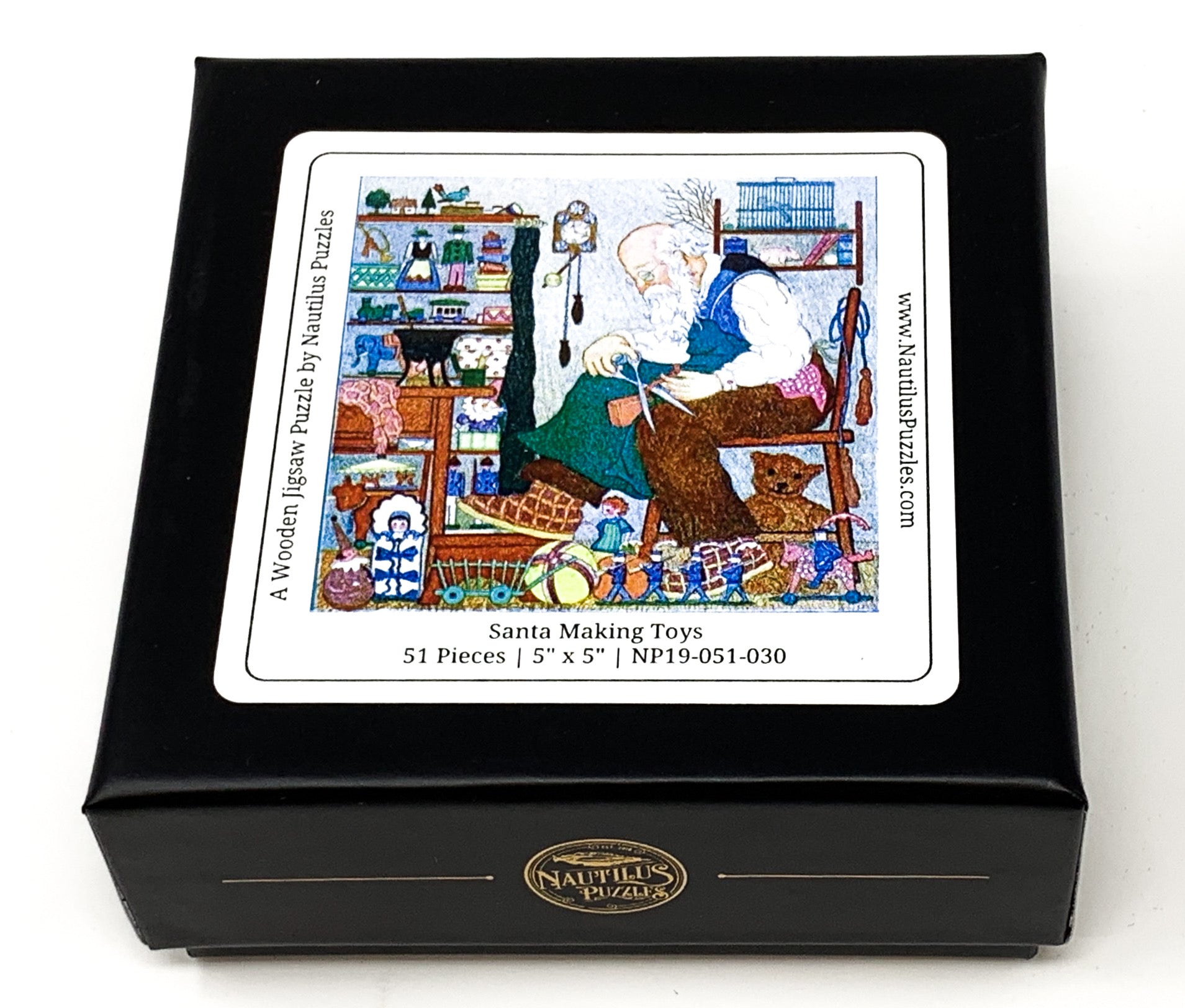 Santa Making Toys (51 Pieces) Mini Wooden Christmas Puzzle - Nautilus Puzzles - Wooden Jigsaw Puzzles For Adults