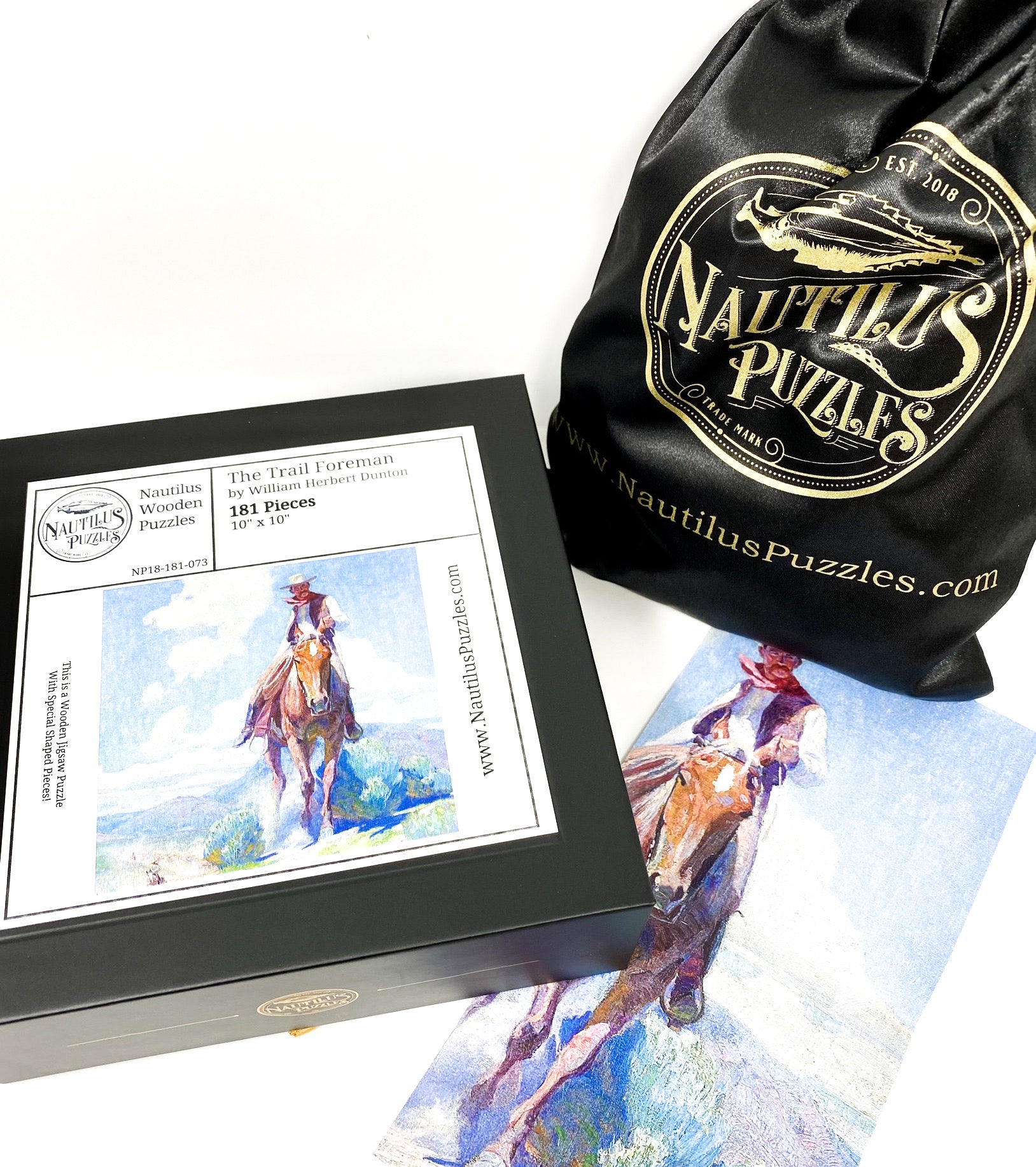 The Trail Foreman, Detail  (181 Pieces) by William Herbert Dunton, Wooden Jigsaw Puzzle - Nautilus Puzzles - Wooden Jigsaw Puzzles For Adults