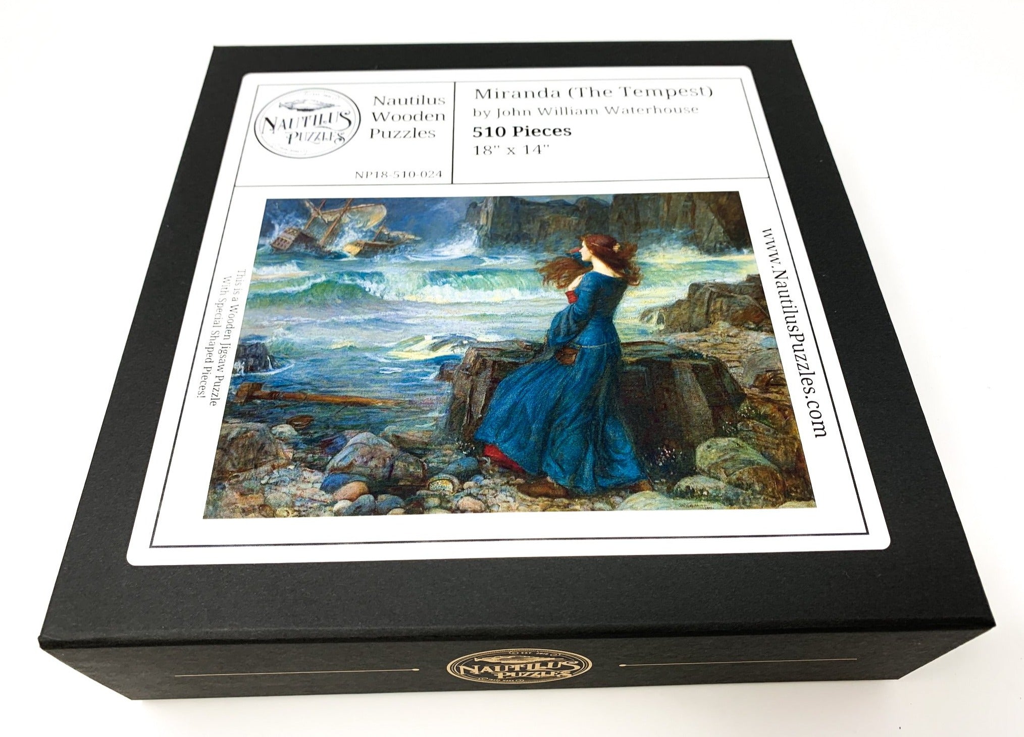 Miranda (The Tempest) by John William Waterhouse - Wooden Jigsaw Puzzle - 510 Pieces - Nautilus Puzzles - Wooden Jigsaw Puzzles For Adults