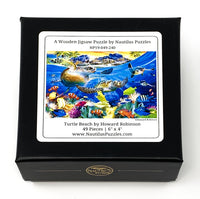 Turtle Beach (49 Piece Mini Wooden Turtle Jigsaw Puzzle) - Nautilus Puzzles - Wooden Jigsaw Puzzles For Adults