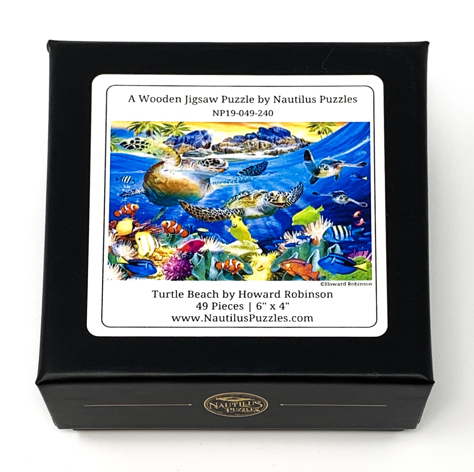 Turtle Beach (49 Piece Mini Wooden Turtle Jigsaw Puzzle) - Nautilus Puzzles - Wooden Jigsaw Puzzles For Adults