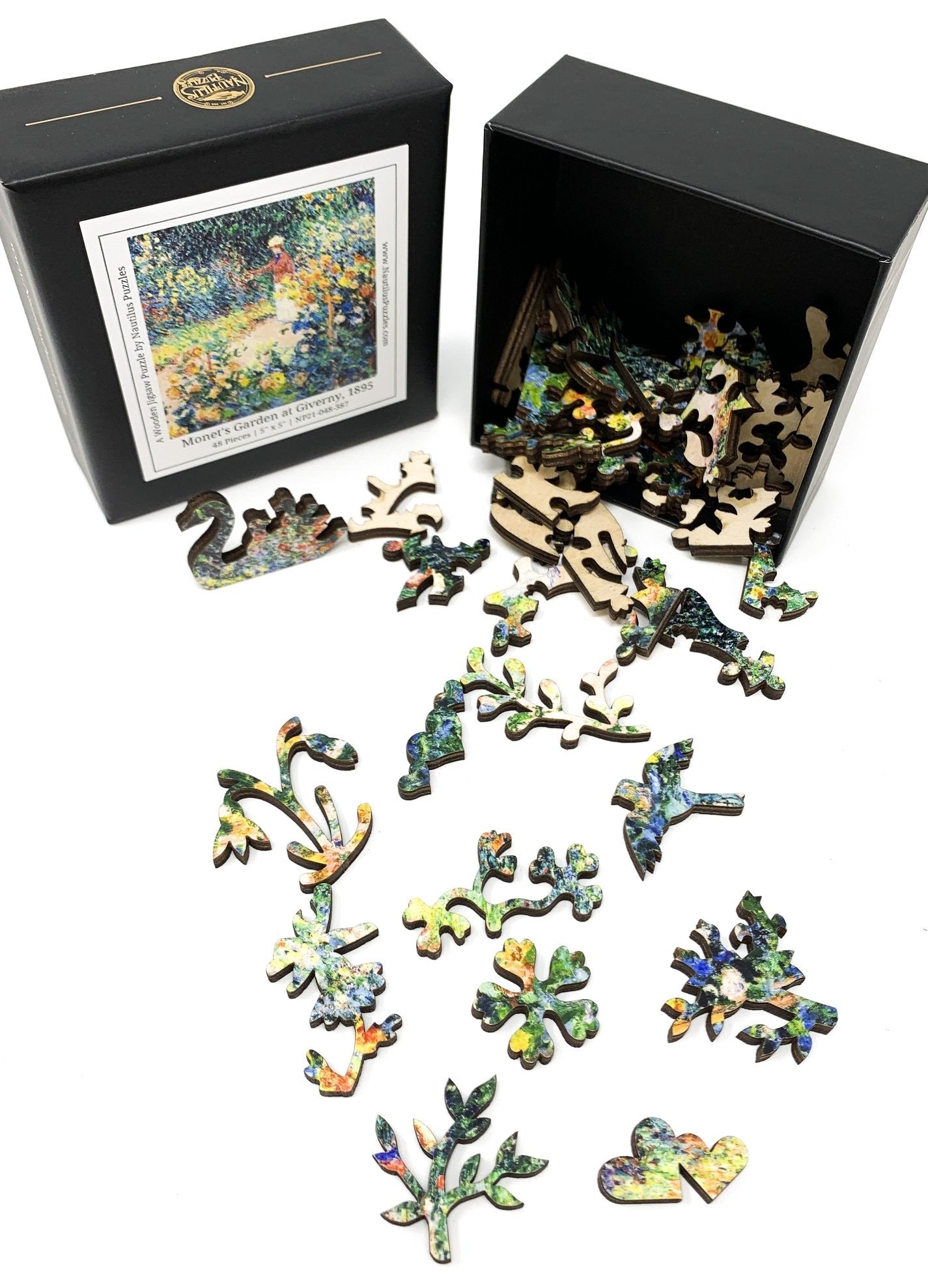 Monet's Garden at Giverny, 1895 (48 Piece Mini Wooden Jigsaw Puzzle) - Nautilus Puzzles - Wooden Jigsaw Puzzles For Adults