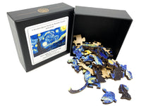 Starry Night by Vincent Van Gogh (50 Pieces) Mini Wooden Jigsaw Puzzle - Nautilus Puzzles - Wooden Jigsaw Puzzles For Adults