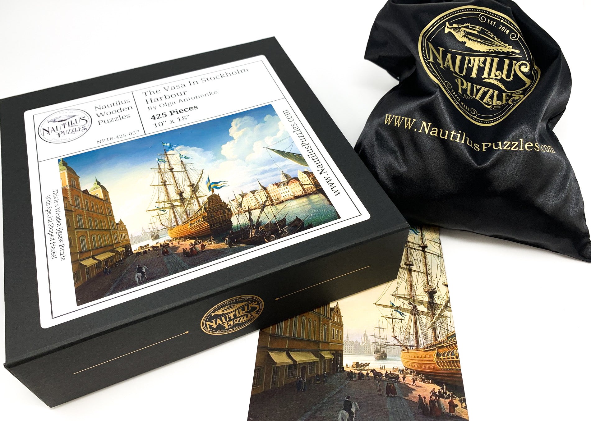 The Vasa In Stockholm Harbor (425 Pieces) by Olga Antonenko, Wooden Jigsaw Puzzle - Nautilus Puzzles - Wooden Jigsaw Puzzles For Adults