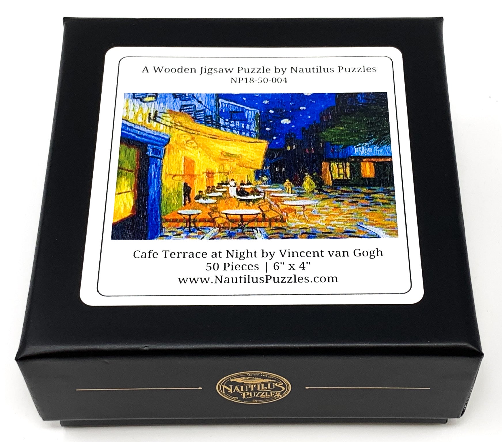 Cafe Terrace At Night, Detail by Vincent Van Gogh (50 Pieces) Mini Wooden Jigsaw Puzzle) - Nautilus Puzzles - Wooden Jigsaw Puzzles For Adults