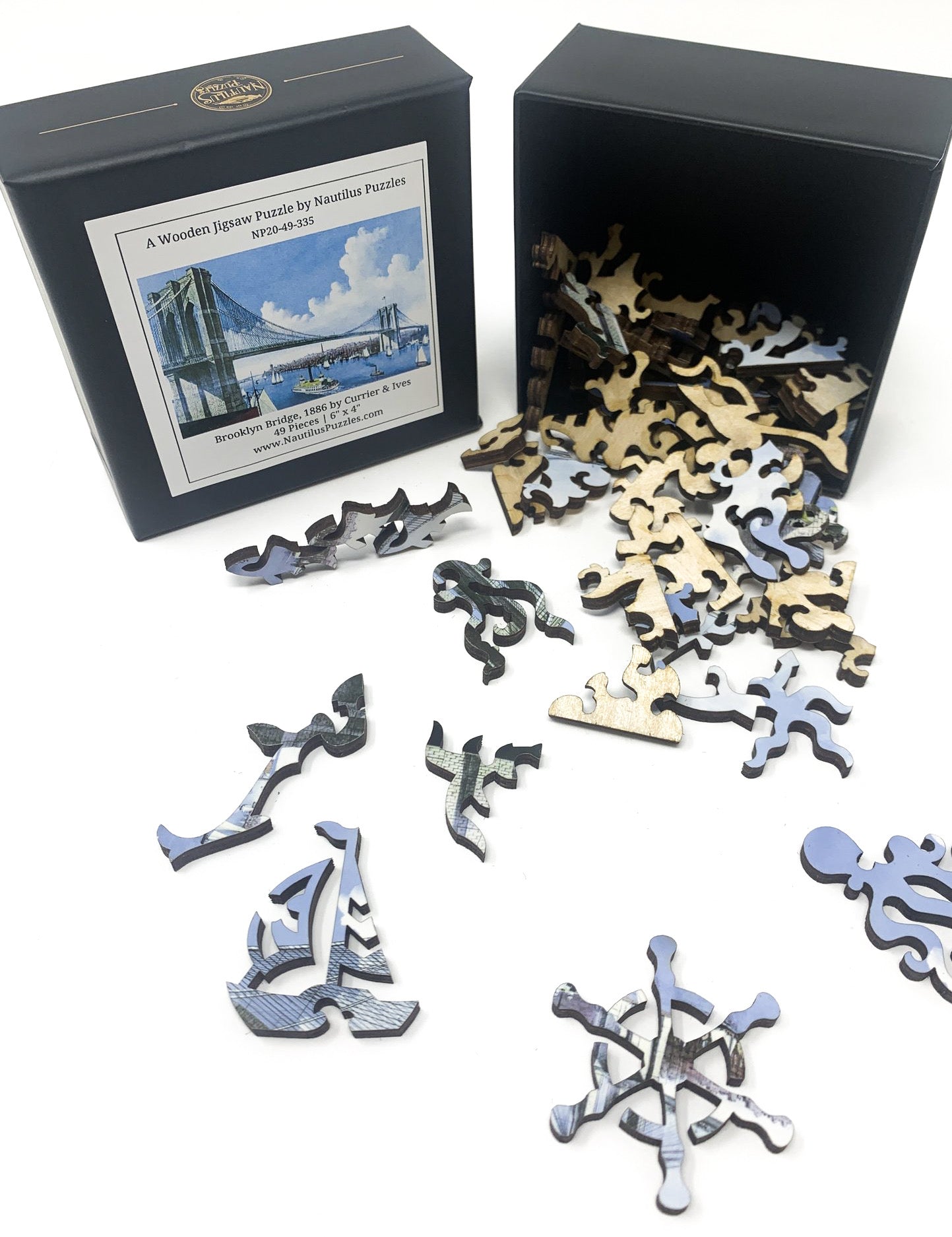 Brooklyn Bridge, 1886 (49 Piece Mini Wooden Jigsaw Puzzle) - Nautilus Puzzles - Wooden Jigsaw Puzzles For Adults