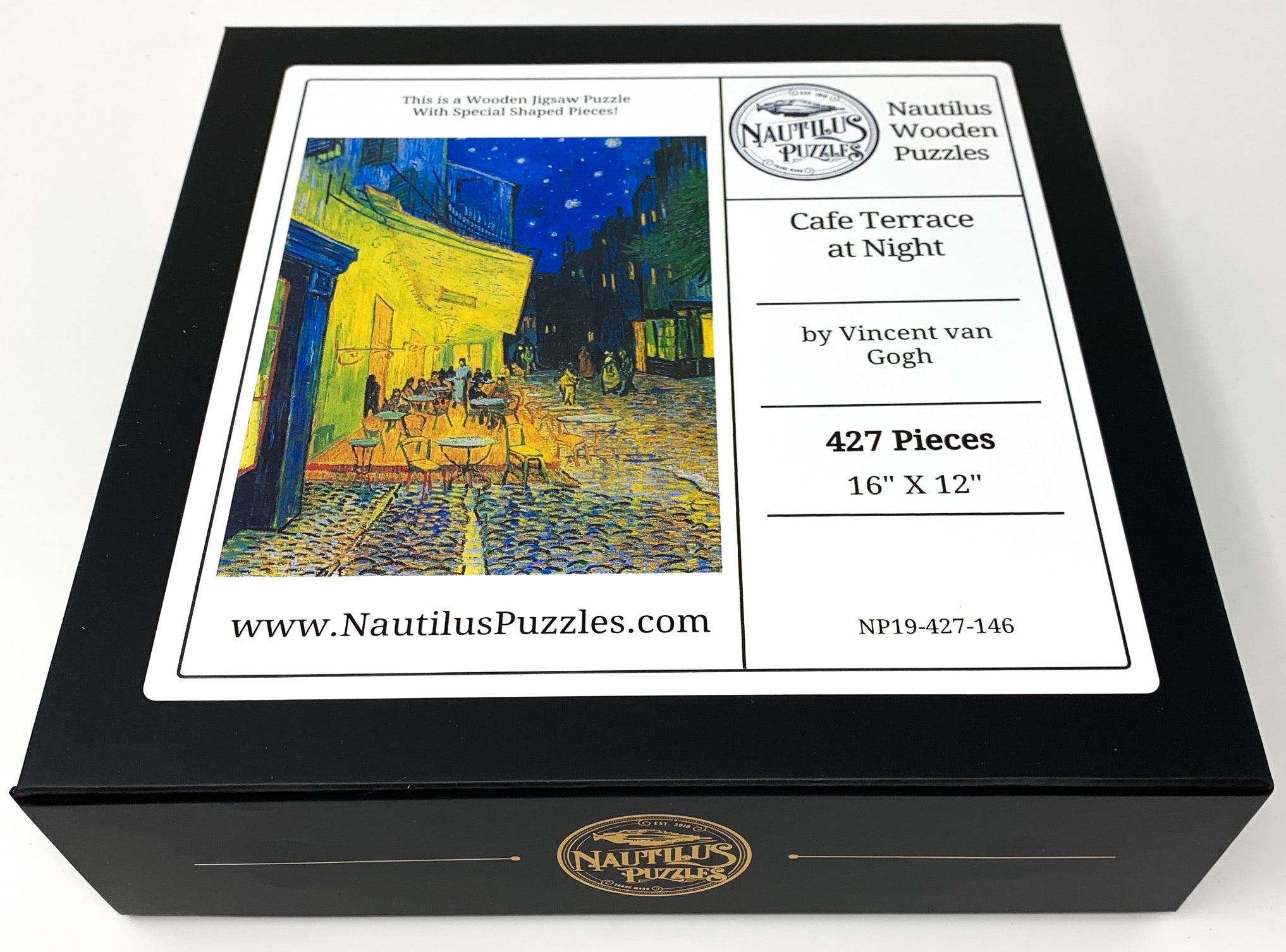 Cafe Terrace at Night by van Gogh (427 Piece Wooden Jigsaw Puzzle) - Nautilus Puzzles - Wooden Jigsaw Puzzles For Adults