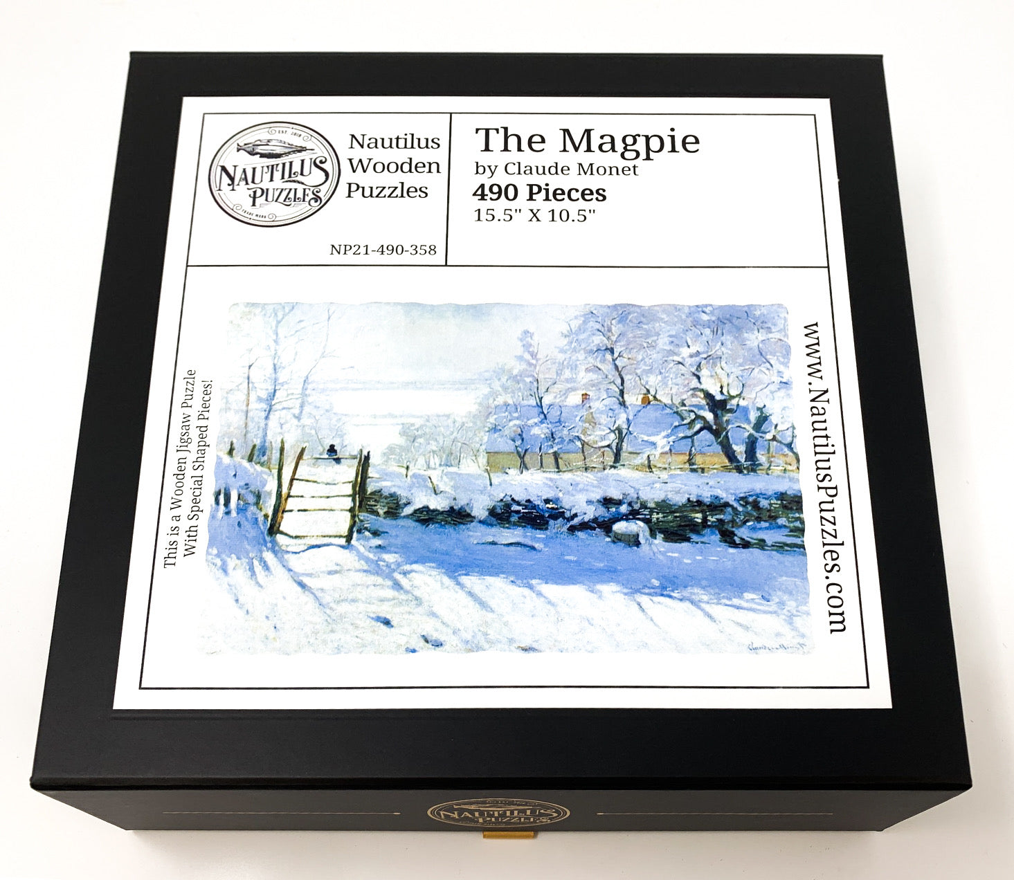 The Magpie by Claude Monet (490 Piece Wooden Jigsaw Puzzle) - Nautilus Puzzles - Wooden Jigsaw Puzzles For Adults