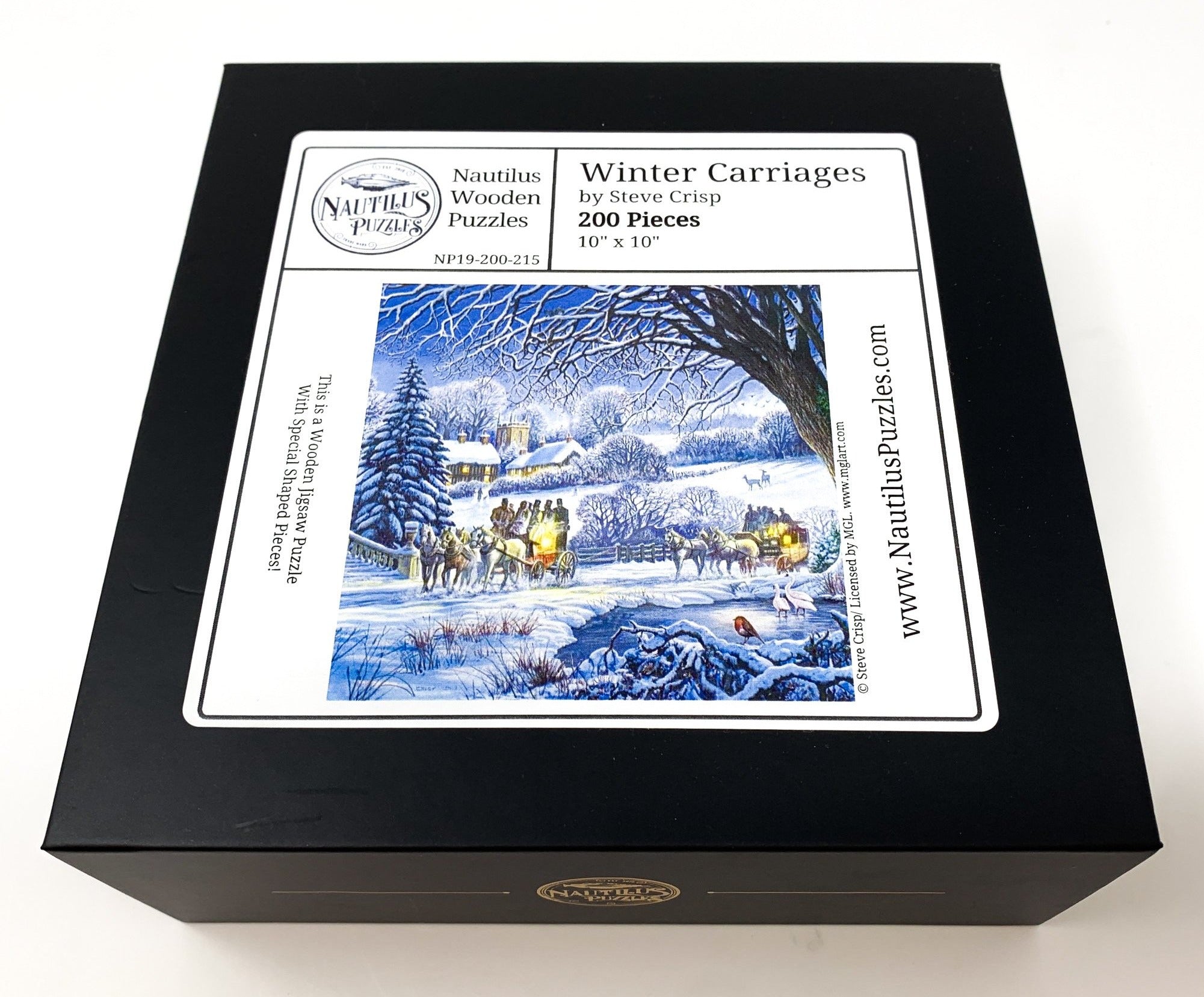 Winter Carriages - 200 Piece Winter Wooden Jigsaw Puzzle - Nautilus Puzzles - Wooden Jigsaw Puzzles For Adults