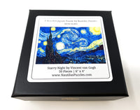 Starry Night by Vincent Van Gogh (50 Pieces) Mini Wooden Jigsaw Puzzle - Nautilus Puzzles - Wooden Jigsaw Puzzles For Adults