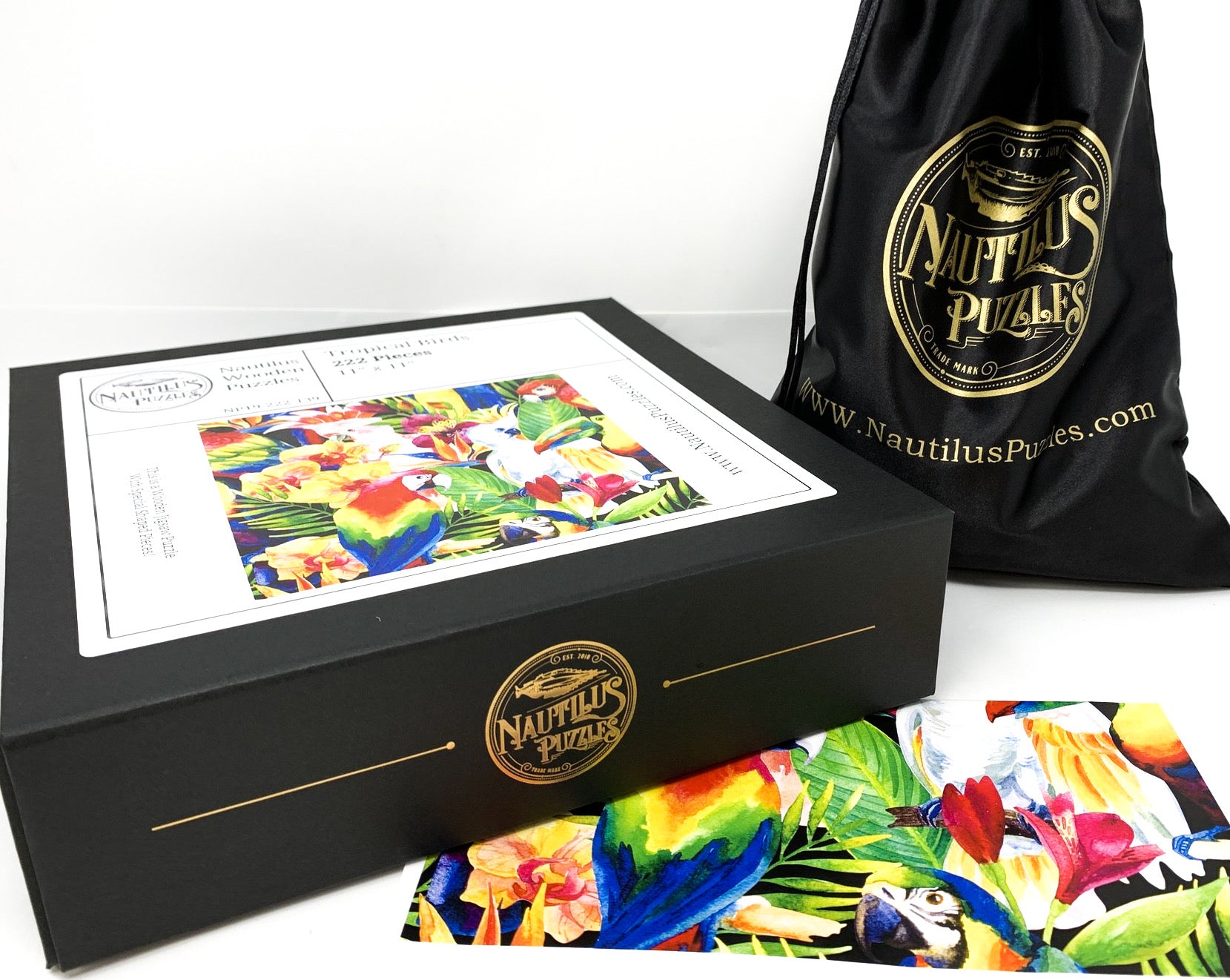 Tropical Birds - 222 Piece Wooden Jigsaw Puzzle - Nautilus Puzzles - Wooden Jigsaw Puzzles For Adults