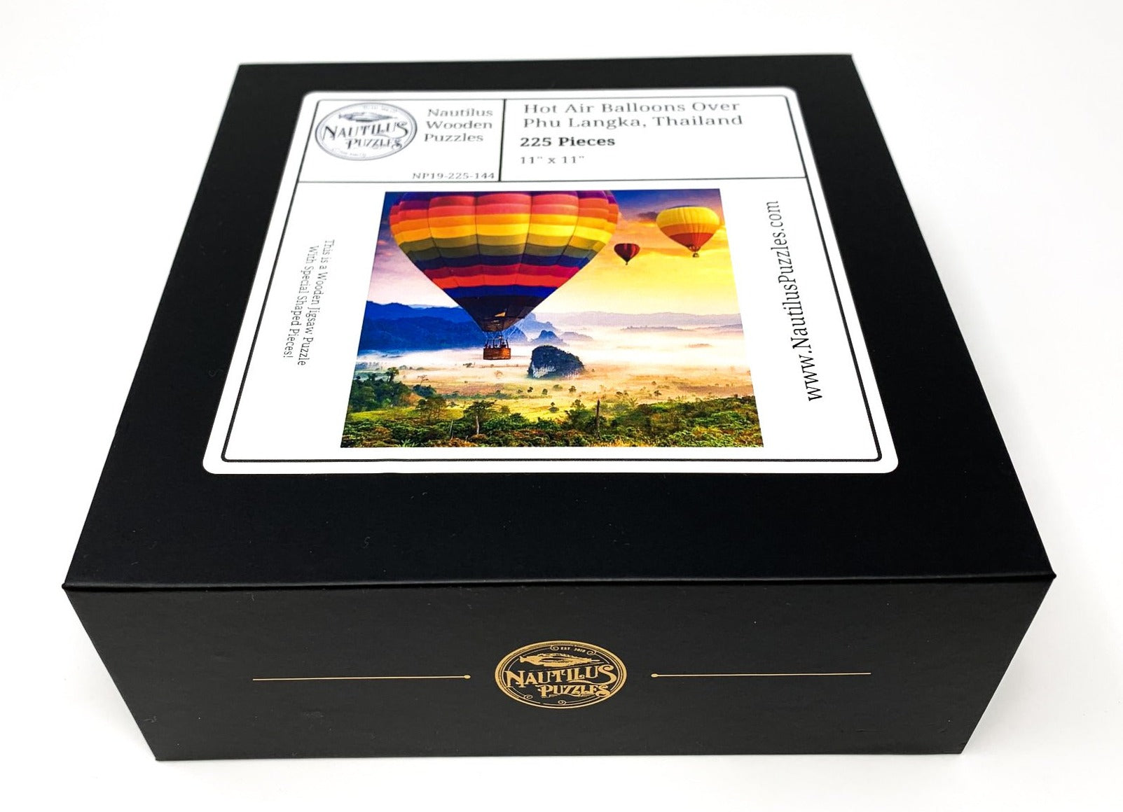 Hot Air Balloons Over Phu Langka, Thailand - 225 Piece Wooden Jigsaw Puzzle - Nautilus Puzzles - Wooden Jigsaw Puzzles For Adults