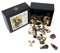 Santa's Basket Of Toys (Victorian Santa 5) (50 Pieces) Mini Wooden Christmas Jigsaw Puzzle - Nautilus Puzzles - Wooden Jigsaw Puzzles For Adults