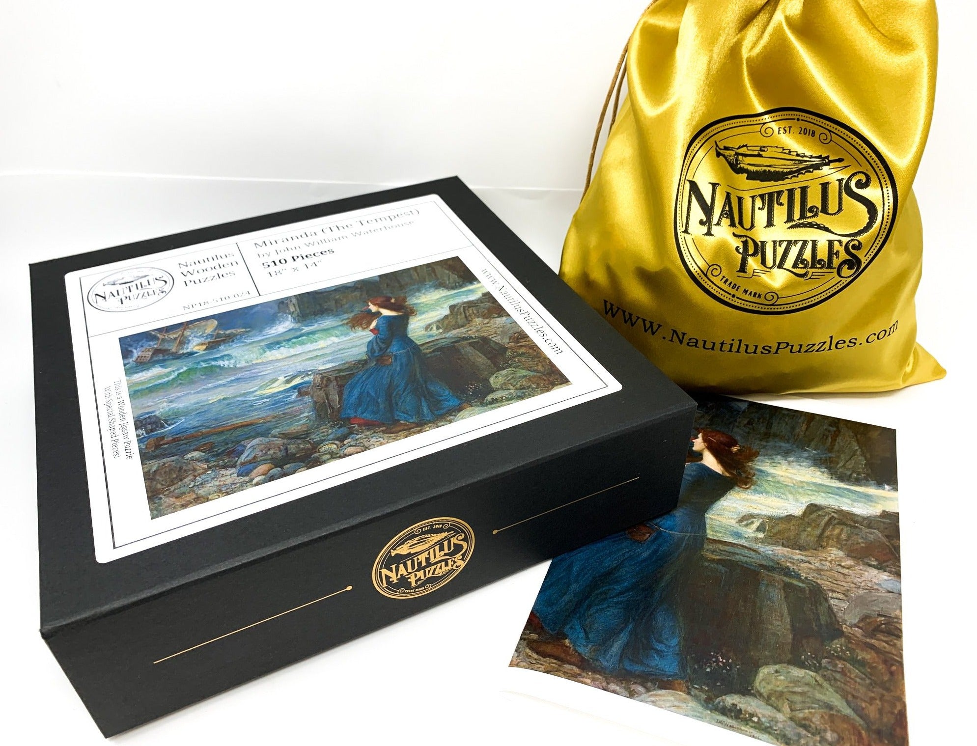 Miranda (The Tempest) by John William Waterhouse - Wooden Jigsaw Puzzle - 510 Pieces - Nautilus Puzzles - Wooden Jigsaw Puzzles For Adults