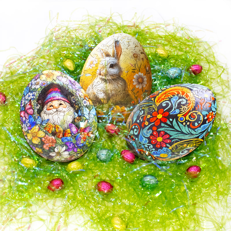 Shaped Easter Egg Puzzle Set - Nautilus Puzzles - Wooden Jigsaw Puzzles For Adults