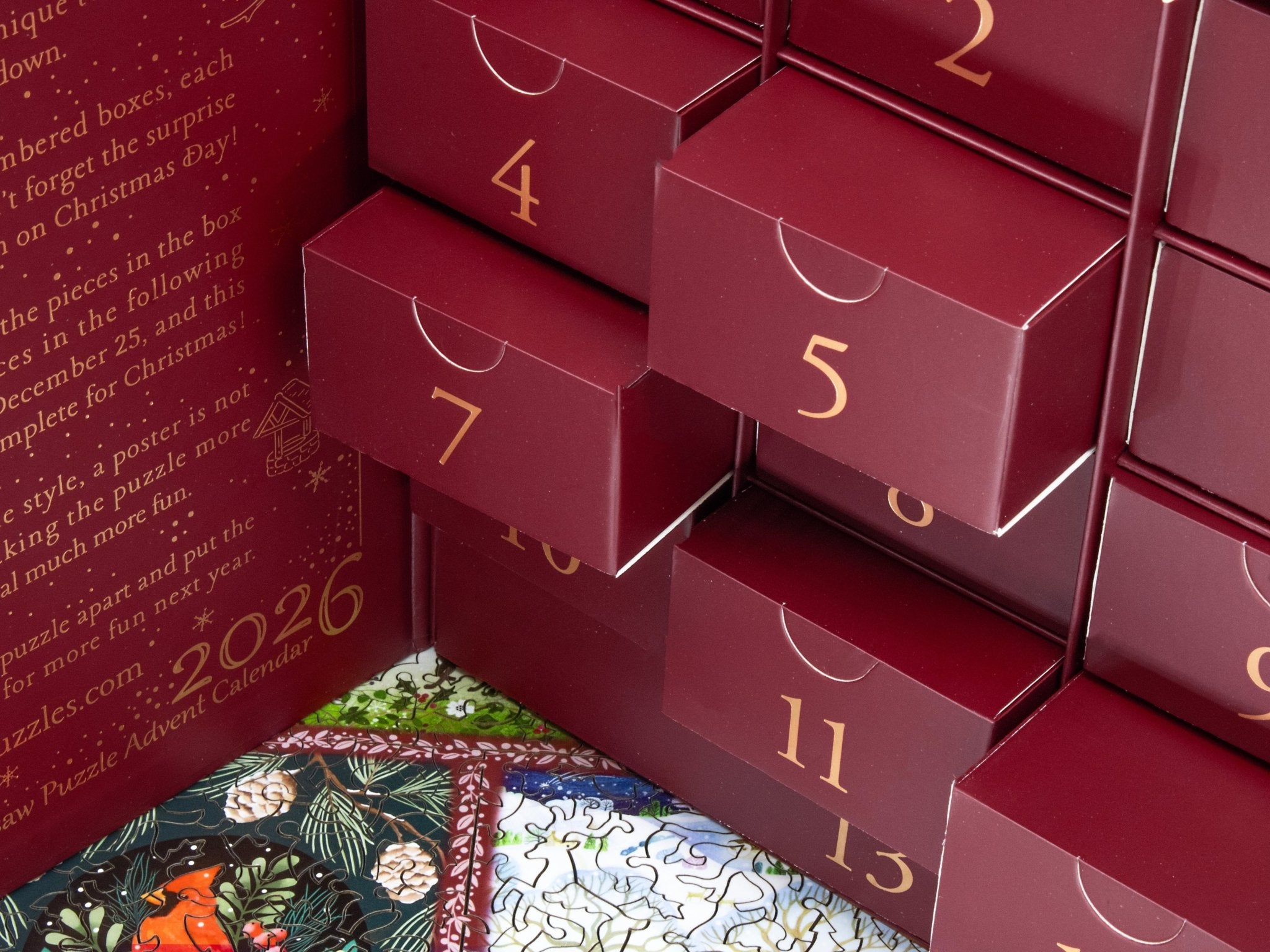 2026 Puzzle Advent Calendar | 12 Days | 688 Pieces | Limited Edition - Nautilus Puzzles - Wooden Jigsaw Puzzles For Adults