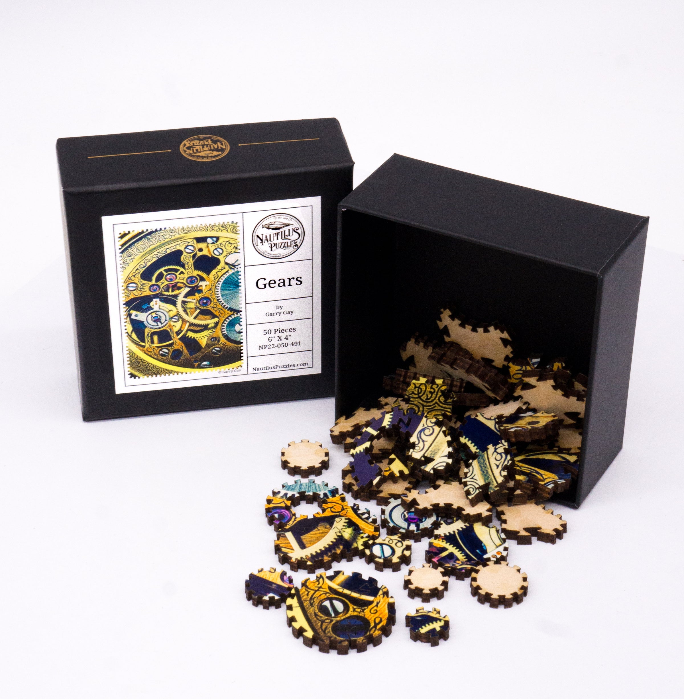 Gears - 50 Piece MINI Wooden Jigsaw Puzzle - Nautilus Puzzles - Wooden Jigsaw Puzzles For Adults