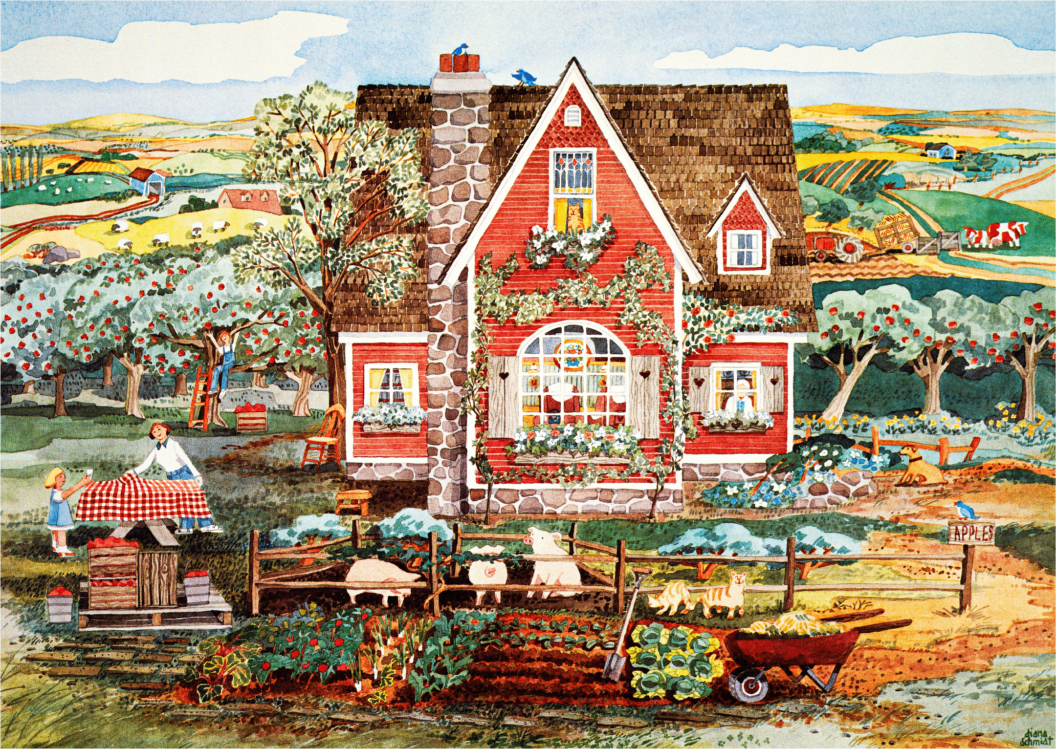 Apple Farm (475 Piece Wooden Jigsaw Puzzles)