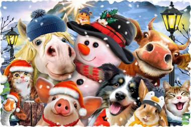 Barnyard Christmas (50 Piece Mini Christmas Wooden Jigsaw Puzzle) - Nautilus Puzzles - Wooden Jigsaw Puzzles For Adults
