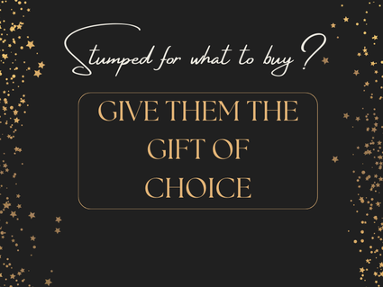 Gift card promotion banner with elegant gold text