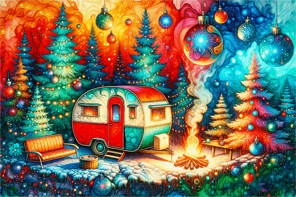 Christmas Camping (514 Piece Wooden Jigsaw Puzzle)