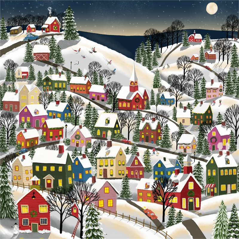 Christmas Town (488 Piece Wooden Jigsaw Puzzle) - Nautilus Puzzles - Wooden Jigsaw Puzzles For Adults