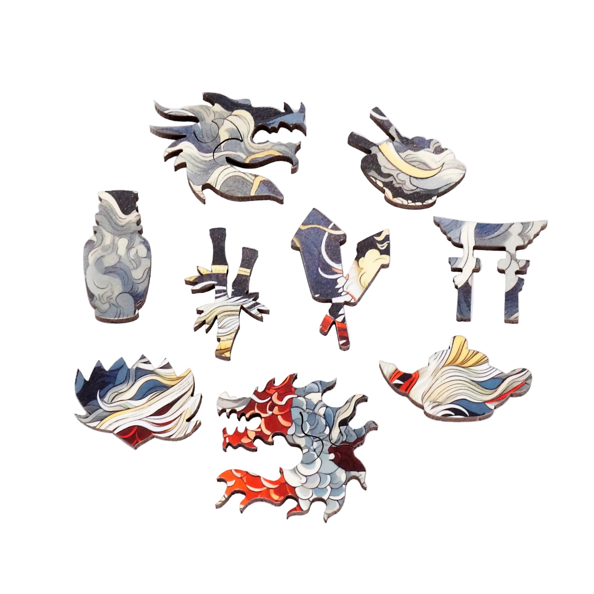 Dragon Puzzle with Shaped Pieces