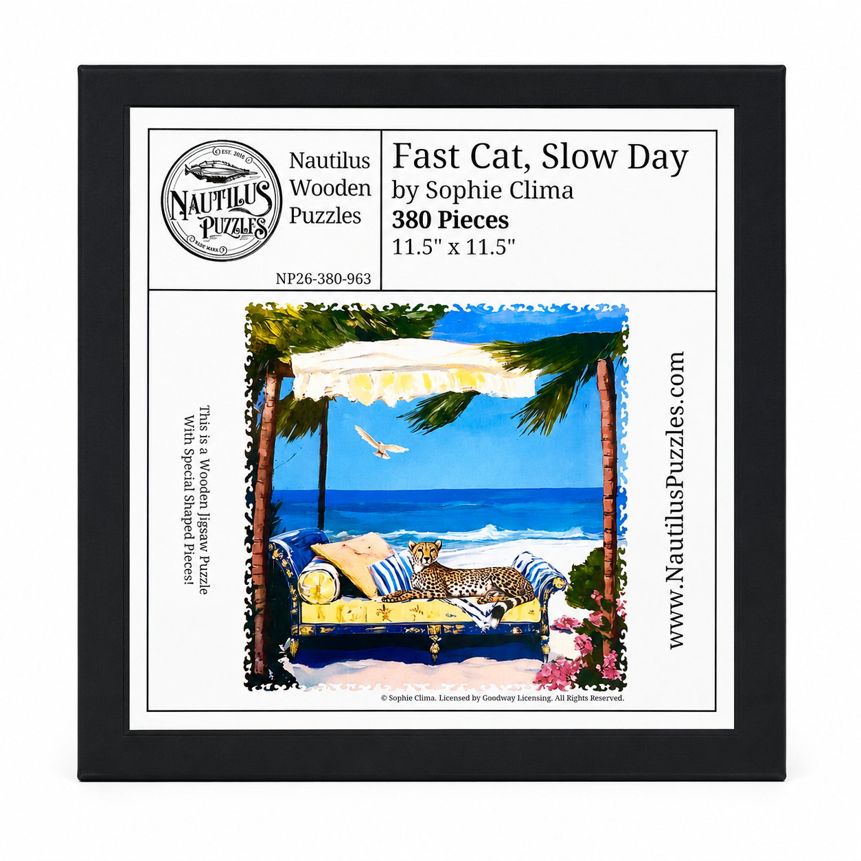 Fast Cat, Slow Day (380 Piece Wooden Jigsaw Puzzle)