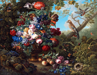 Floral Still Life With Birds (504 Piece Wooden Jigsaw Puzzle)