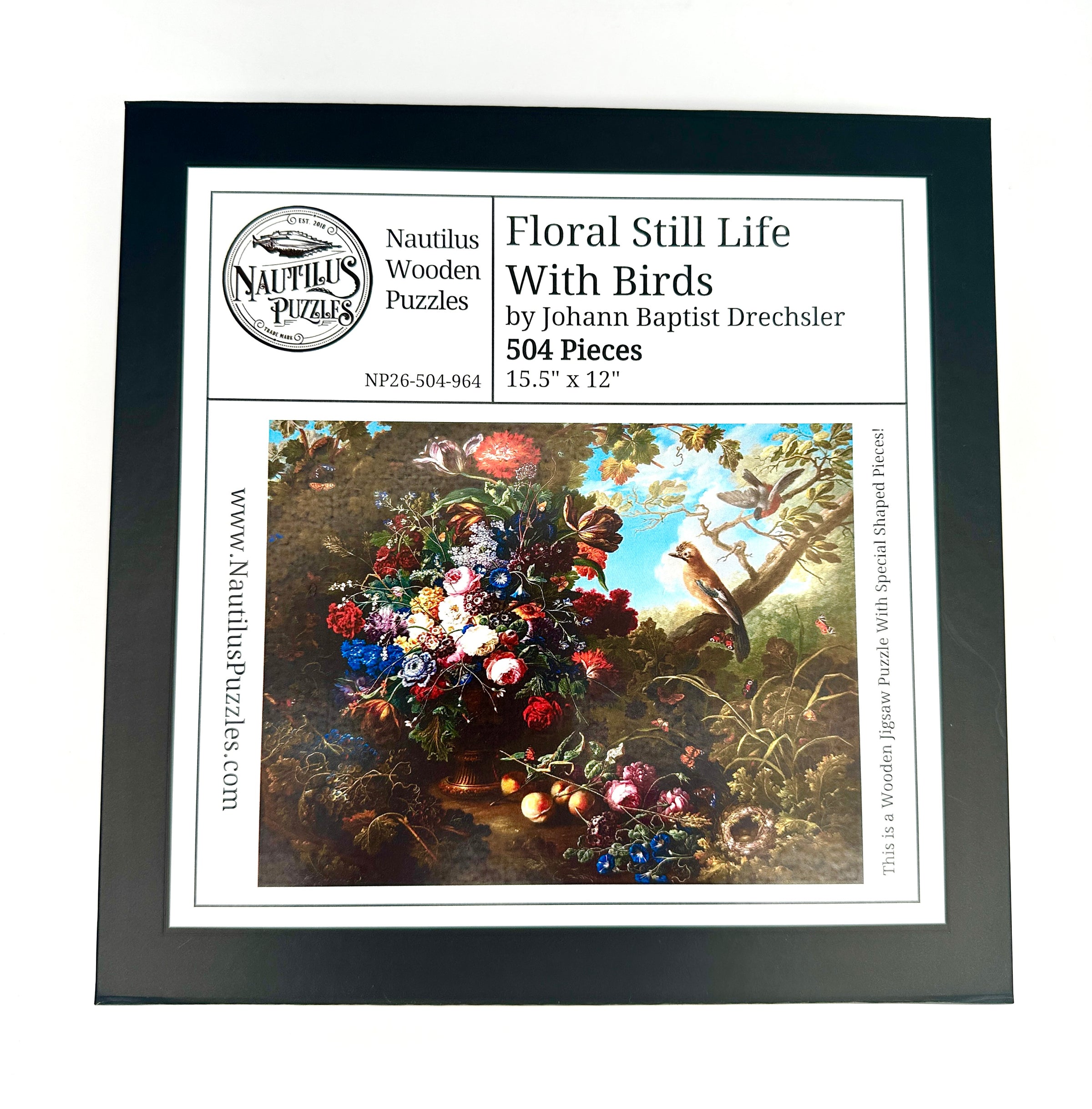 Floral Still Life With Birds (504 Piece Wooden Jigsaw Puzzle)