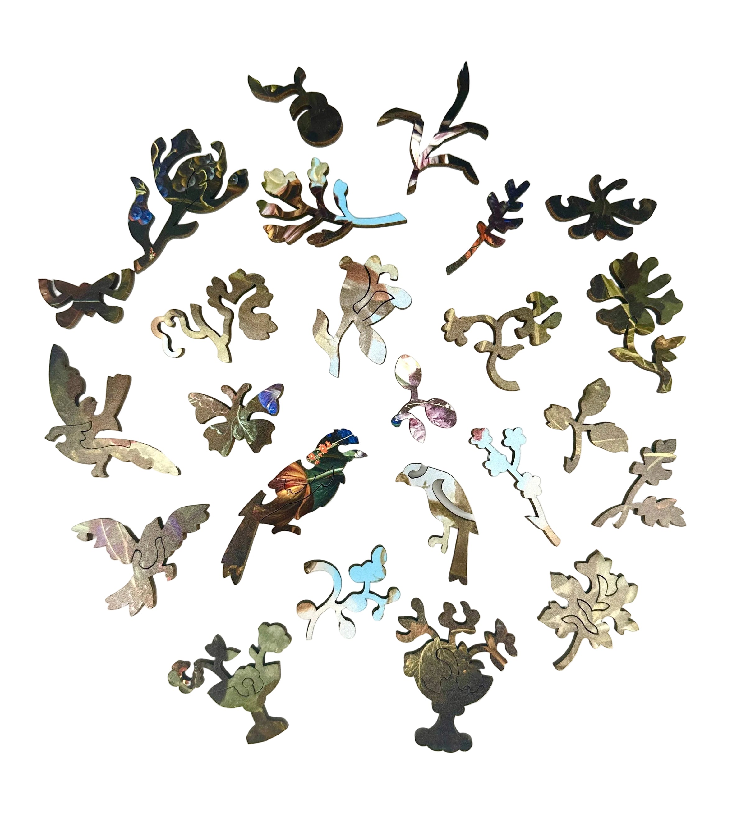 Floral Still Life With Birds (504 Piece Wooden Jigsaw Puzzle)