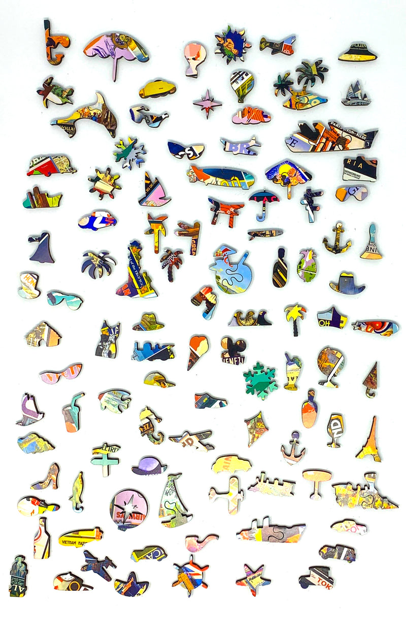 Vintage Travel Posters (502 Piece Wooden Jigsaw Puzzle) - Nautilus Puzzles - Wooden Jigsaw Puzzles For Adults