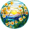 March - Daffodils (50 Piece Round Mini Wooden Jigsaw Puzzle) - Nautilus Puzzles - Wooden Jigsaw Puzzles For Adults