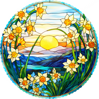 March - Daffodils (50 Piece Round Mini Wooden Jigsaw Puzzle) - Nautilus Puzzles - Wooden Jigsaw Puzzles For Adults