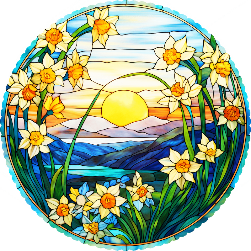 March - Daffodils (50 Piece Round Mini Wooden Jigsaw Puzzle) - Nautilus Puzzles - Wooden Jigsaw Puzzles For Adults