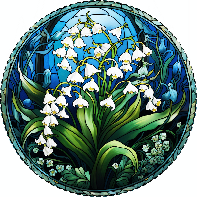 May - Lily of the Valley (50 Piece Round Mini Wooden Jigsaw Puzzle) - Nautilus Puzzles - Wooden Jigsaw Puzzles For Adults