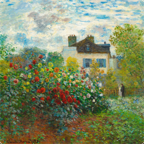 Monet's Garden in Argenteuil by Claude Monet (480 Piece Wooden Jigsaw Puzzle)