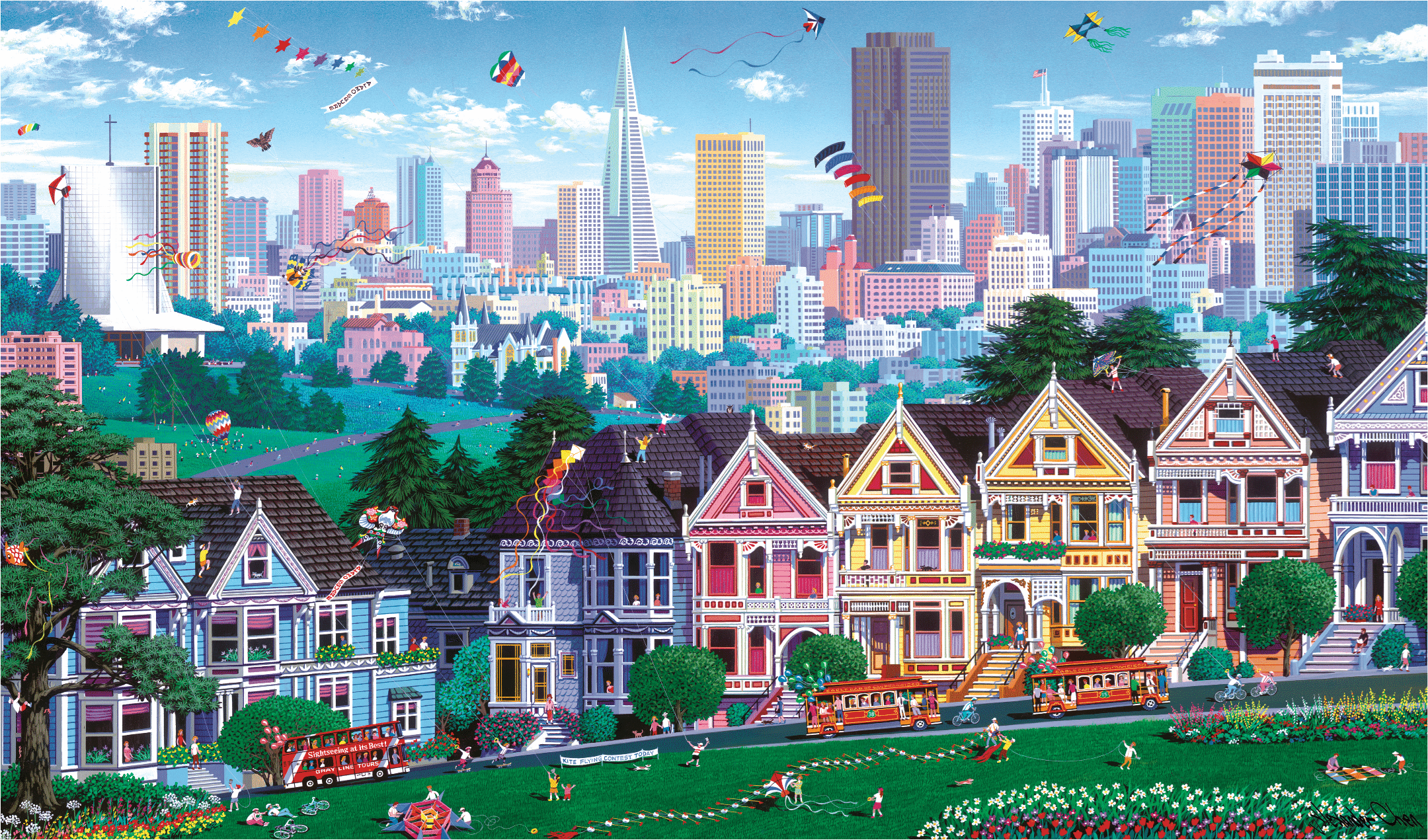 Painted Ladies (500 Piece Wooden Jigsaw Puzzle)